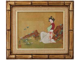 JAPANESE FEMALE PORTRAIT OIL PAINTING SIGNED