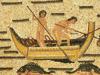 ANCIENT BYZANTINE FRAGMENT OF A MOSAIC PIECE FISHERMEN PIC-1