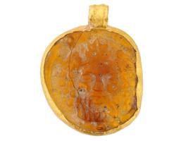 ANCIENT IMPERIAL ROMAN 22K GOLD GLASS PENDANT