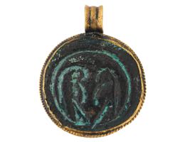 ANCIENT BYZANTINE 22K YELLOW GOLD BRONZE PENDANT