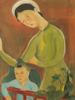 LE PHO VIETNAMESE MOTHER AND CHILD SILK PAINTING PIC-1