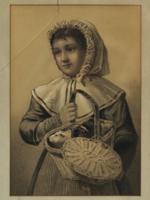 ANTIQUE EUROPEAN SCHOOL PORTRAIT OF GIRL ENGRAVING