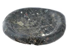 ANCIENT JUDAEAN BLACK GLASS TOKEN WITH MENORAH