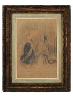 1845 FRENCH MIXED MEDIA PAINTING AFTER HONORE DAUMIER