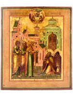 ANTIQUE RUSSIAN ICON MOTHER OF GOD AND SERGIUS RADONEZH