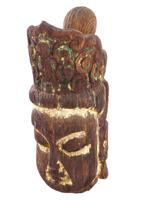 ANTIQUE TIBETAN HAND CARVED WOODEN BUDDHA HEAD