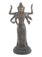 KOREAN GILT BRONZE SIX ARMED SHIVA DEITY SCULPTURE