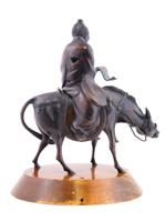 CHINESE BRONZE FIGURINE OF A SAGE ON A MULE