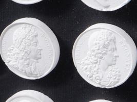 COLLECTION OF PLASTER CAMEO PORTRAIT MEDALLIONS FRAMED