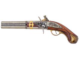 BRITISH CAVALRY DOUBLE BARREL FLINTLOCK PISTOL