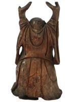 ANTIQUE CHINESE CARVED WOOD SCULPTURE OF HAPPY BUDDHA