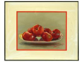 M DEMBROSKY STILL LIFE PASTEL PAINTING RED FRUITS