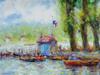 VINTAGE FRENCH IMPRESSIONIST PRINT ON CANVAS PIC-1