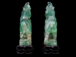 PAIR OF CHINESE CARVED QUARTZ FIGURINES OF MUSICIANS