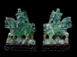 PAIR OF CHINESE CARVED QUARTZ FIGURINES OF MUSICIANS