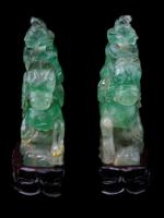 PAIR OF CHINESE CARVED QUARTZ FIGURINES OF MUSICIANS