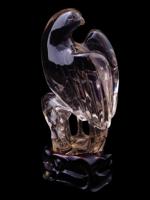 CHINESE CARVED ROCK CRYSTAL BIRD FIGURE W STAND