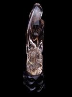 CHINESE CARVED ROCK CRYSTAL BIRD FIGURE W STAND