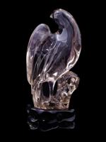 CHINESE CARVED ROCK CRYSTAL BIRD FIGURE W STAND