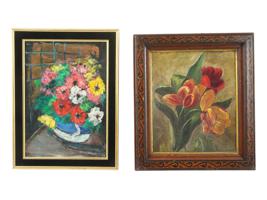 MIDCENTURY OIL STILL LIFE PAINTINGS FLOWER COMPOSITIONS