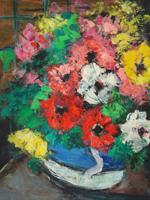 MIDCENTURY OIL STILL LIFE PAINTINGS FLOWER COMPOSITIONS