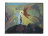 MID CENTURY OIL PAINTING MOSES WITH TEN COMMANDMENTS PIC-0