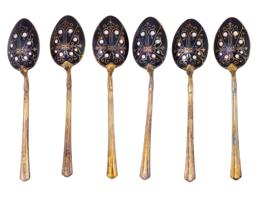 ENGLISH GILT SILVER ENAMEL SPOONS SET MAPPIN WEBB