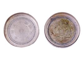 SMALL ANTIQUE JAPANESE ROUND SILVER COIN BOX 1923