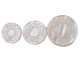 COLLECTION OF ROUND MOP BUTTONS WITH ENGRAVED PATTERNS