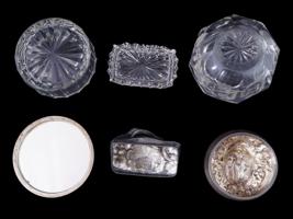 ANTIQUE ART NOUVEAU LADIES VANITY CUT CRYSTAL BOXES