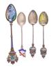 COLLECTION OF STERLING SILVER AND ENAMEL SPOONS PIC-1