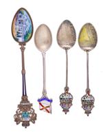 COLLECTION OF STERLING SILVER AND ENAMEL SPOONS