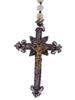 ANTIQUE SPANISH CATHOLIC SILVER PEARL ROSARY W CRUCIFIX PIC-1