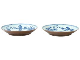 18TH CEN CHINESE BLUE AND WHITE PORCELAIN PLATES