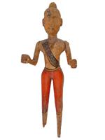 ANTIQUE INDIAN SCHOOL HINDU PAINTED WOOD FIGURE