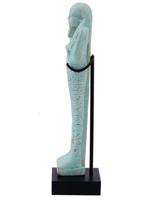 EGYPTIAN FAIENCE USHABTI FIGURE WITH CHARACTERS ON BASE