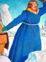 RUSSIAN COACHMAN OIL PAINTING AFTER BORIS KUSTODIEV