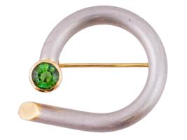 PLATINUM 18KT GOLD AND GREEN SPINEL GEM STONE