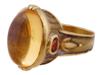 VINTAGE 14 AND 18 K GOLD CITRINE AND SPINEL RING PIC-0