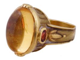 VINTAGE 14 AND 18 K GOLD CITRINE AND SPINEL RING