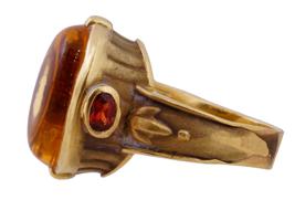 VINTAGE 14 AND 18 K GOLD CITRINE AND SPINEL RING