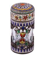 GEORG ADAM SCHEID ANTIQUE GLASS SILVER ENAMEL JAR 1866