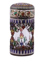 GEORG ADAM SCHEID ANTIQUE GLASS SILVER ENAMEL JAR 1866