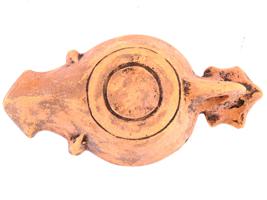 ANCIENT ROMAN CLAY OIL LAMP WITH CIRCULAR DECOR