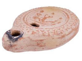 ANCIENT ROMAN CLAY OIL LAMP WITH AN EROTIC SCENE