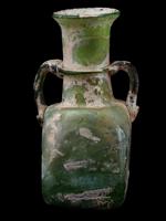 ANCIENT ROMAN GLASS JUG WITH A SQUARE BODY 3RD 5TH C AD