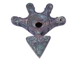 ANTIQUE ROMAN GRAND TOUR BRONZE OIL LAMP WITH SCONCES