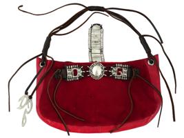 DOLCE GABBANA RED SUEDE AND LEATHER SHOULDER BAG