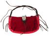 DOLCE GABBANA RED SUEDE AND LEATHER SHOULDER BAG PIC-2
