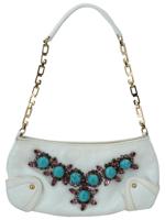 DOLCE AND GABBANA JEWELED LEATHER SHOULDER BAG